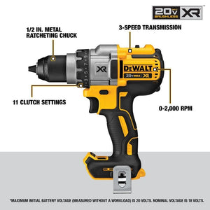 DEWALT DCD991B 20V MAX XR Cordless Brushless 3-Speed Drill/Driver (Tool Only)