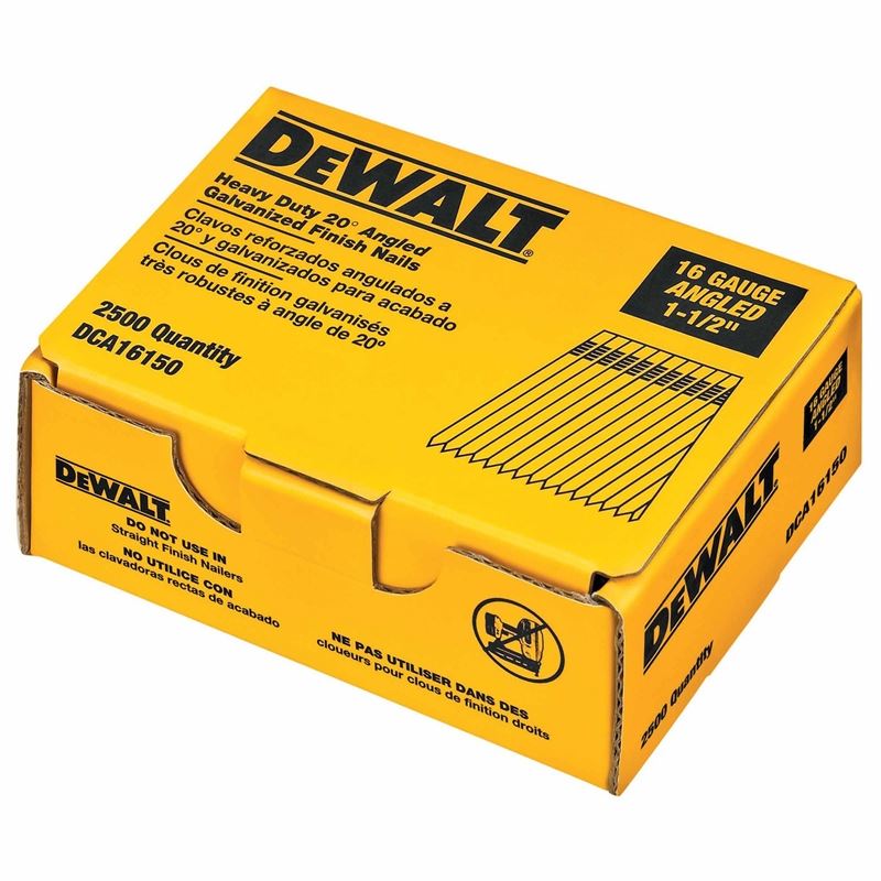 DEWALT 16 Gauge 1-1/2" 20 Degree Angled Finish Nails 2,500 Quantity