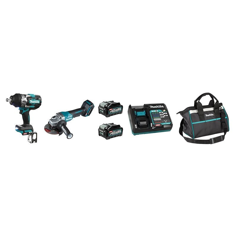 Makita DK0139G203 40V MAX XGT 2 Tool (4.0 Ah) Combo Kit (3/4 in Impact Wrench and 5 in Grinder)