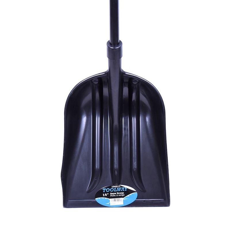 Toolway 194511 14in POLY BLADE SNOW SHOVEL W/ STEEL HANDLE D-GRIP 55IN