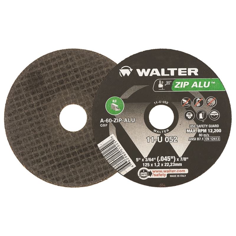 WALTER 11U052 ZIP ALU CUT-OFF WHEEL  5in X 3/64