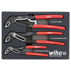 WIHA 34690 3 Piece Classic Grip Adjustable Water Pump Pliers Tray Set