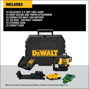 DEWALT DCLE34031D1 20V 3x360 Line Laser Kit