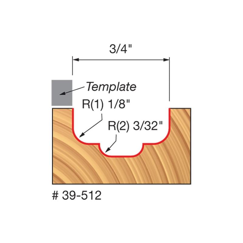 Freud | 39-512 3/4 (Dia.) Top Bearing Double Cove Groove Bit