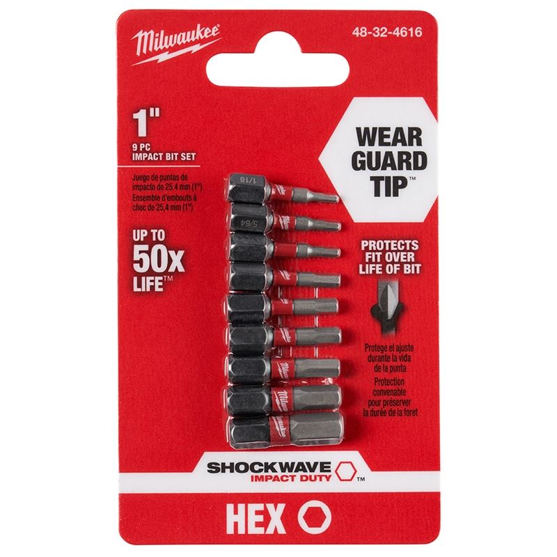 48-32-4616 SHOCKWAVE 9-Piece Impact Hex Insert Bit Set