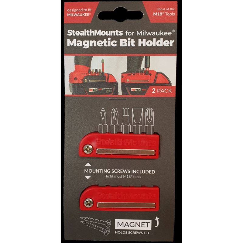 StealthMount BH-MW18-RED-2 Bit Holder For Milwaukee M18 (2 Pack)