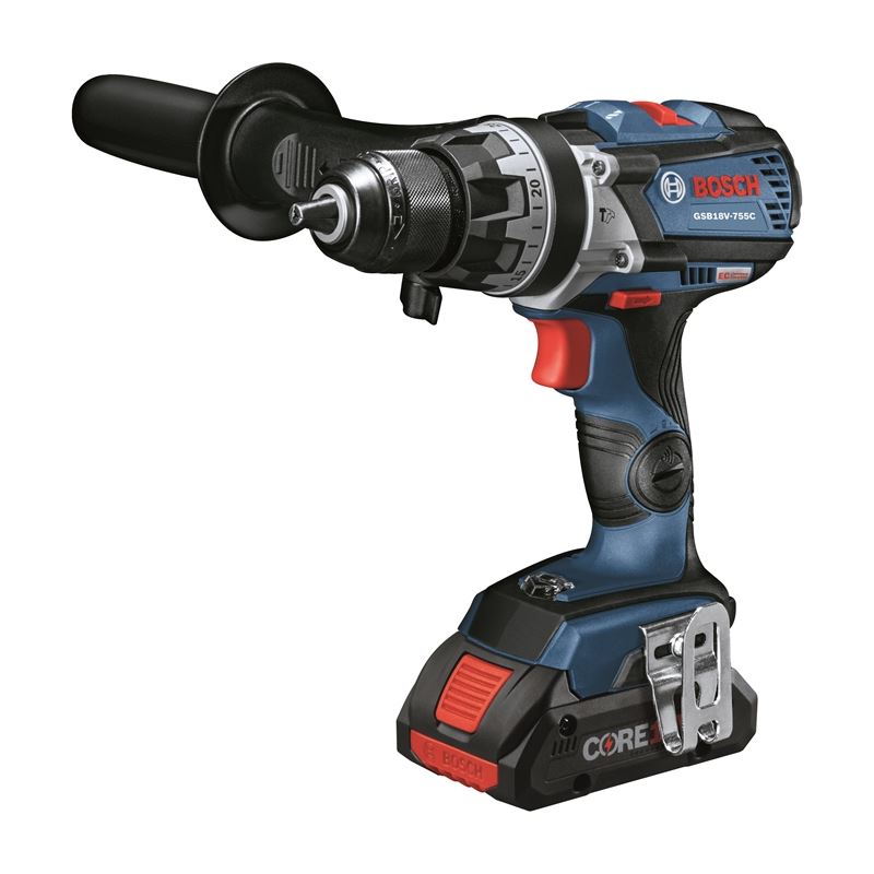 Bosch GSB18V-755CB25 18V EC Brushless Connected-Ready Brute Tough 1/2 In. Hammer Drill/Driver Kit with (2) CORE18V 4.0 Ah Compact Batteries