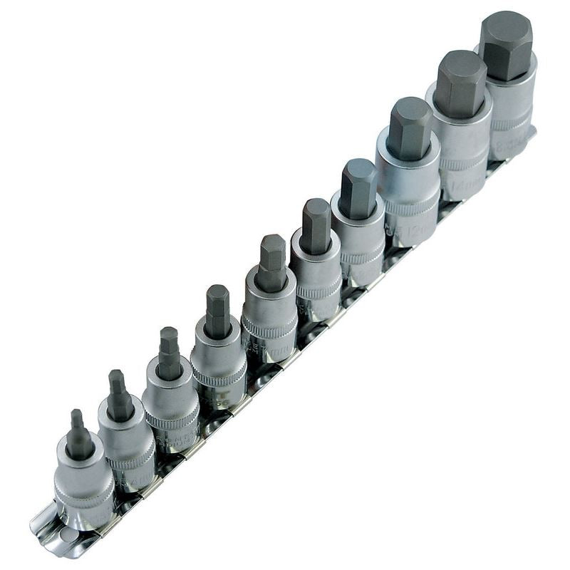 JET 601802 10PC 3/8 in and 1/2 in DR Hex Bit Socket Set - SAE