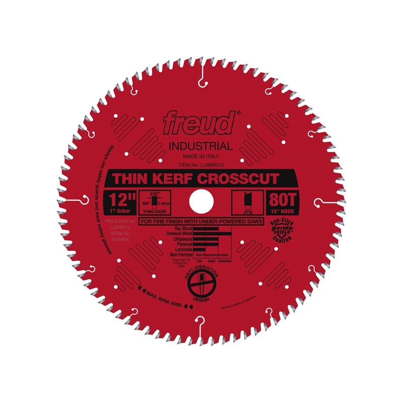 Freud | LU88R012 12" Thin Kerf Fine Finish Crosscut Blade