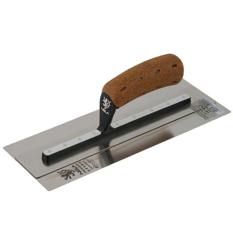 Nela 12" x 4.3" SuperFLEX Cork Hdl SS Finishing Trowel