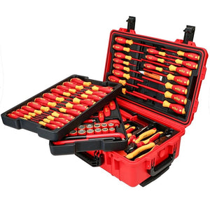 WIHA 32800 80 PIECE MASTER ELECTRICIAN'S INSULATED TOOLS SET IN ROLLING HARD CASE