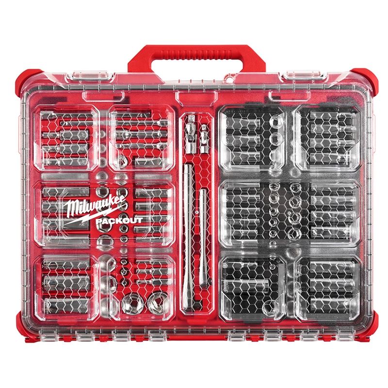 Milwaukee 48-22-9486 1/4" & 3/8â€ Drive 106pc Socket Set with PACKOUT Low-Profile Organizer - SAE & Metric