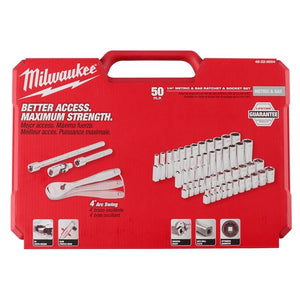 Milwaukee 48-22-9004 1/4 in Drive 50pc Ratchet and Socket Set - SAE and Metric