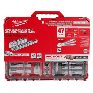 Milwaukee 48-22-9487 47pc 1/2in Drive Ratchet  Socket Set with PACKOUT Organizer