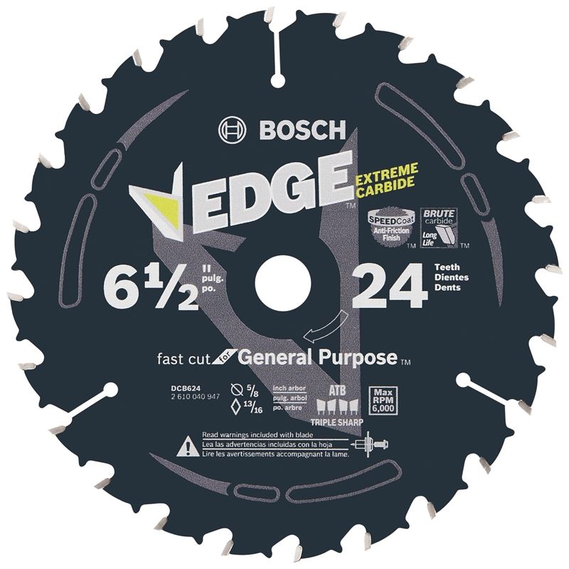 Bosch | DCB624 6-1/2 In. 24 Tooth Edge Circular Saw Blade for General Purpose