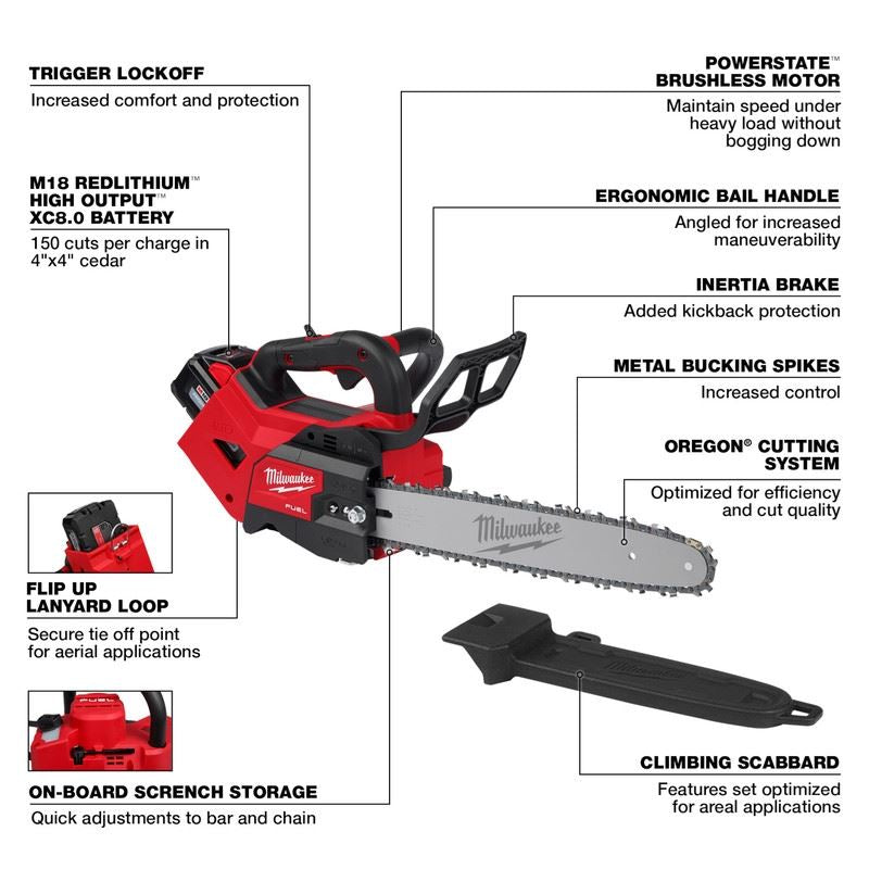 Milwaukee 2826-21T M18 FUEL 14in Top Handle Chainsaw Kit