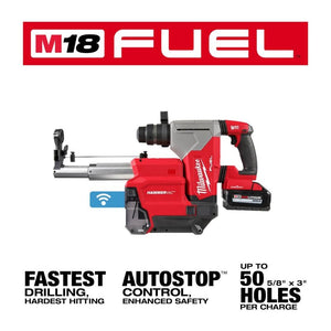 Milwaukee 2915-22DE M18 FUEL 1-1/8in SDS Plus Rotary Hammer w/ ONE-KEY and HAMMERVAC Dedicated Dust Extractor Kit