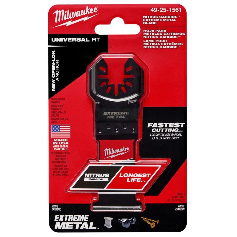 Milwaukee 49-25-1561 NITRUS CARBIDE Extreme Metal Universal Fit OPEN-LOK Multi-Tool Blade - 1pk