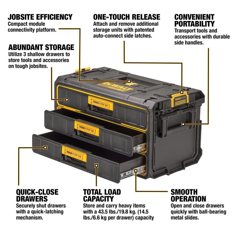 DEWALT DWST08330 TOUGHSYSTEM 2.0 Three Drawer Unit