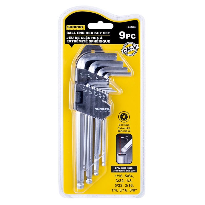 ROK 9 PC Ball End Hex Key Set - SAE