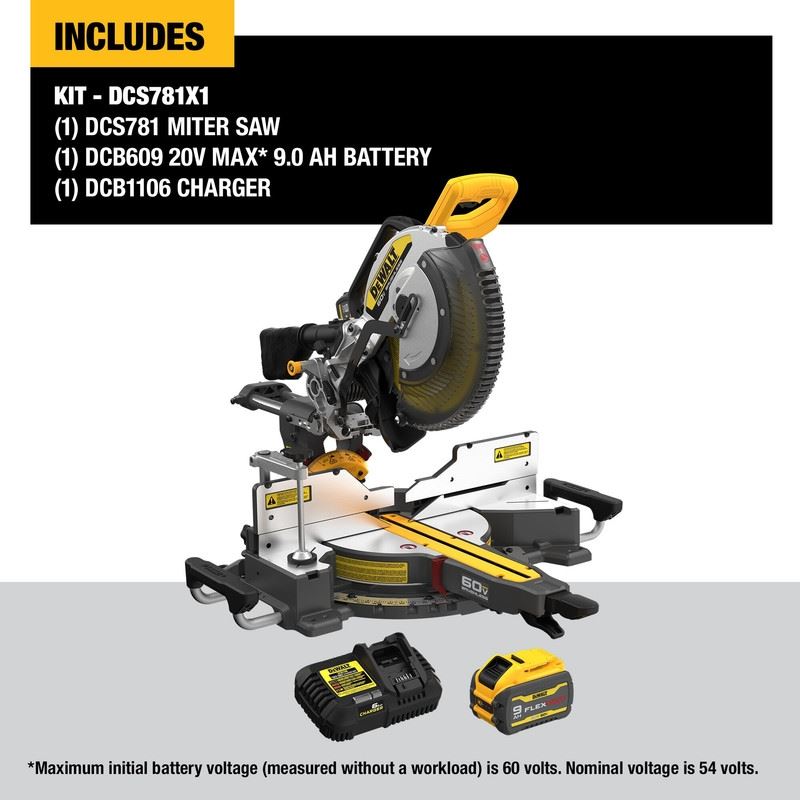 DEWALT DCS781X1 60V MAX  12in. Double Bevel Sliding Miter Saw