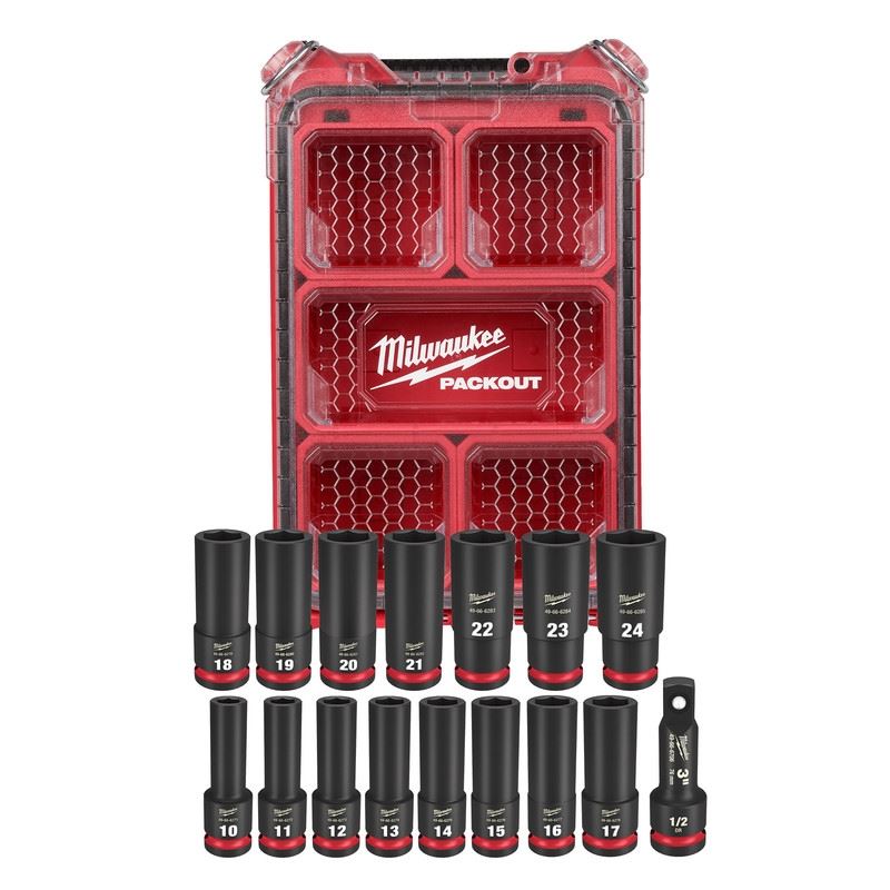 Milwaukee 49-66-6803 SHOCKWAVE Impact Duty Socket 1/2in Dr 16PC MM PACKOUT Set