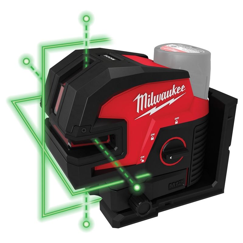 Milwaukee 3624-20 M12 Green Cross Line and 4-Points Laser