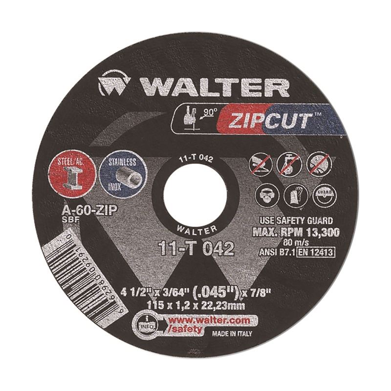 WALTER 11T042 ZIP WHEEL CUT-OFF WHEEL 4-1/2in  X 3/64in X 7/8in T1