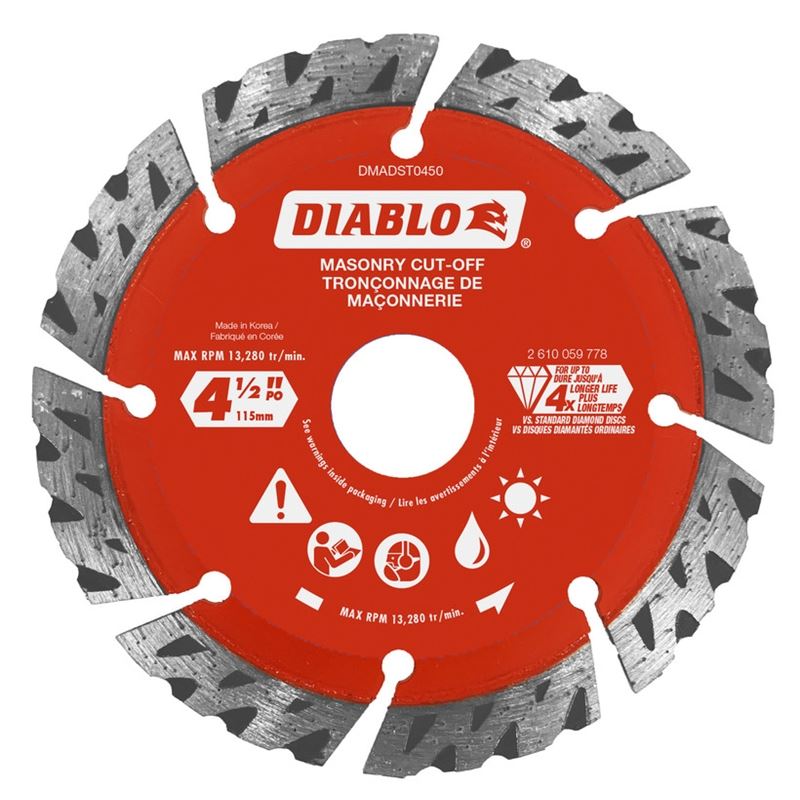 Diablo DMADST0450 4-1/2 in. Diamond Segmented Turbo Cut-Off Discs for Masonry