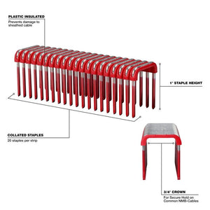 Milwaukee MNM1-600 1in Insulated Cable Staples (600pcs)