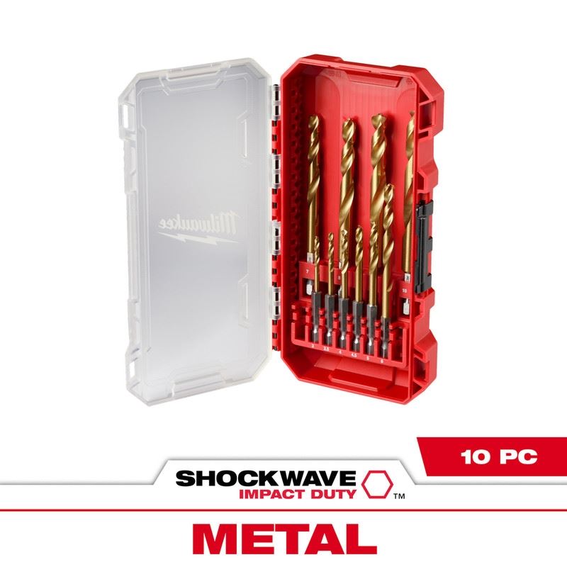 Milwaukee 48-89-4859 SHOCKWAVE Impact Duty RED HELIX Titanium Metric Drill Bit  Set - 10PC