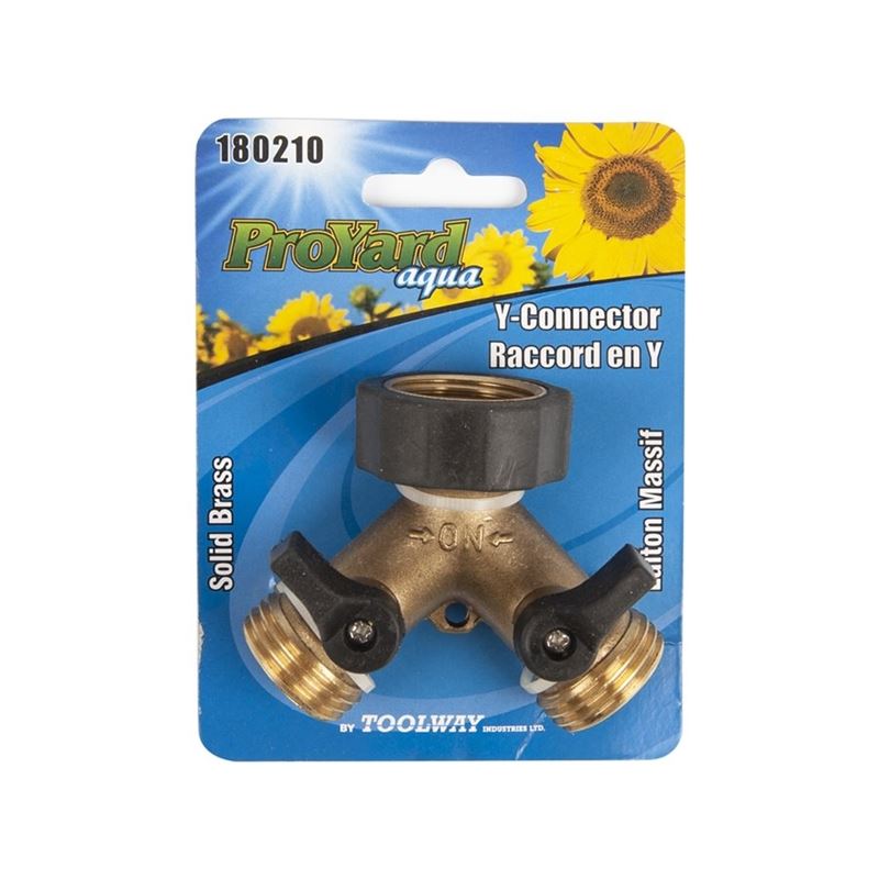 PROYARD AQUA Y-HOSE BRASS CONNECTOR W / SHUT OFF