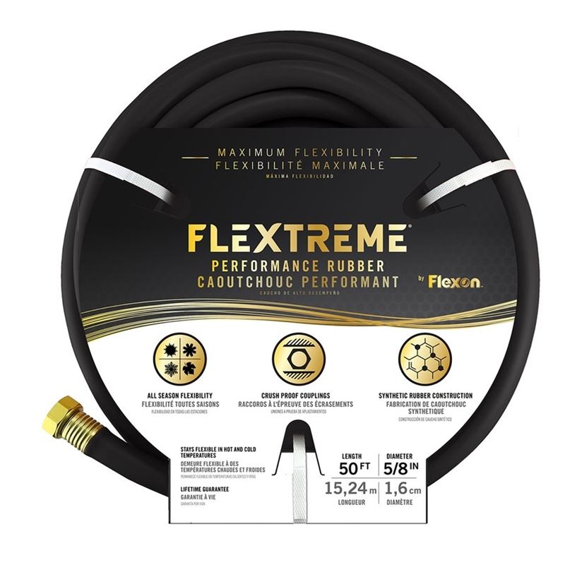 Toolway 88010412 Garden Hose 5/8 In X 50ft Flextreme Perfomance Rubber Black