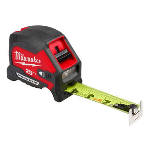 Milwaukee 48-22-0428 25ft Compact Wide Blade Magnetic Tape Measure w/ Rechargeable 100L Light