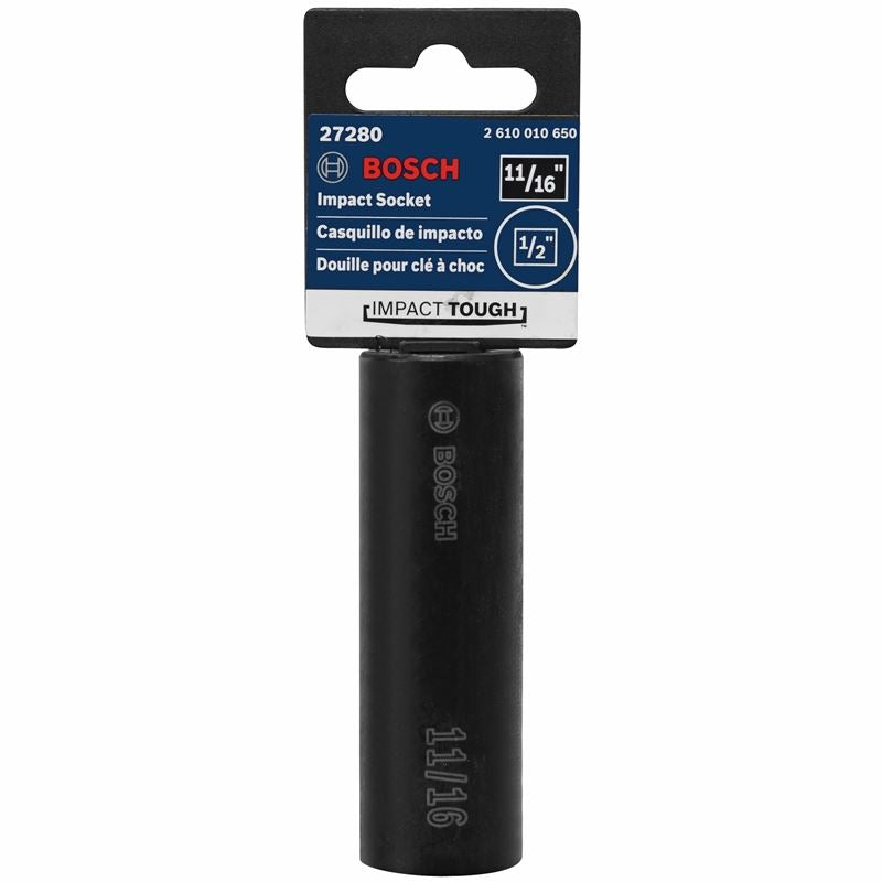 Bosch | 27280 11/16 In. Impact Tough Deep Well Socket, 1/2 In. Shank