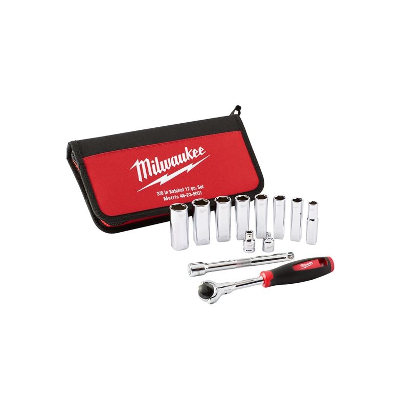 Milwaukee 48-22-9001 12pc 3/8" Drive Metric Socket Set