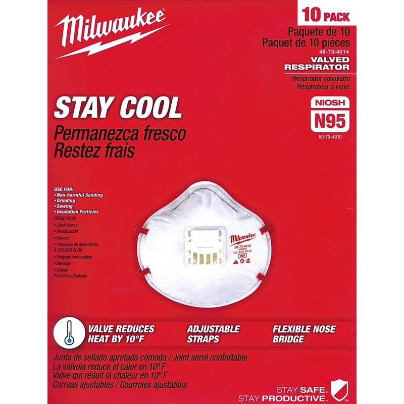 Milwaukee 48-73-4014 10PK Valved N95 Respirator