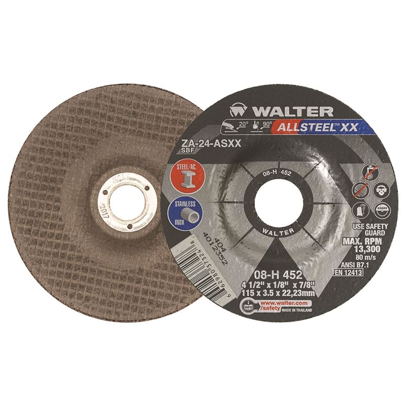 WALTER 08H452 HP XX Grinding Wheel 4-1/2in X 1/8in X 7/8in