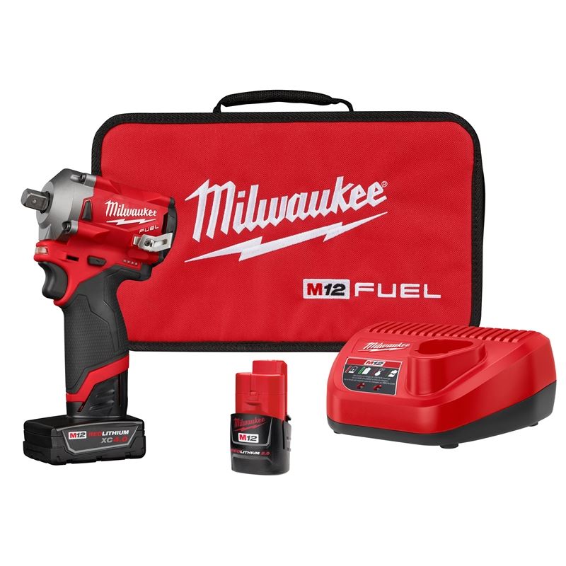 Milwaukee 2555P-22 M12 FUEL 1/2 Stubby Impact Wrench w/ Pin Detent Kit