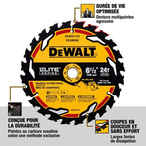 DEWALT DWAW61224  6-1/2in 24T ELITE SERIES Circular Saw Blade