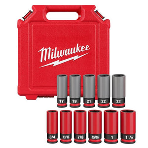 Milwaukee 49-66-7833 SHOCKWAVE Impact Duty 1/2 Drive SAE and Metric 11PC Lug Nut Wheel Socket Set