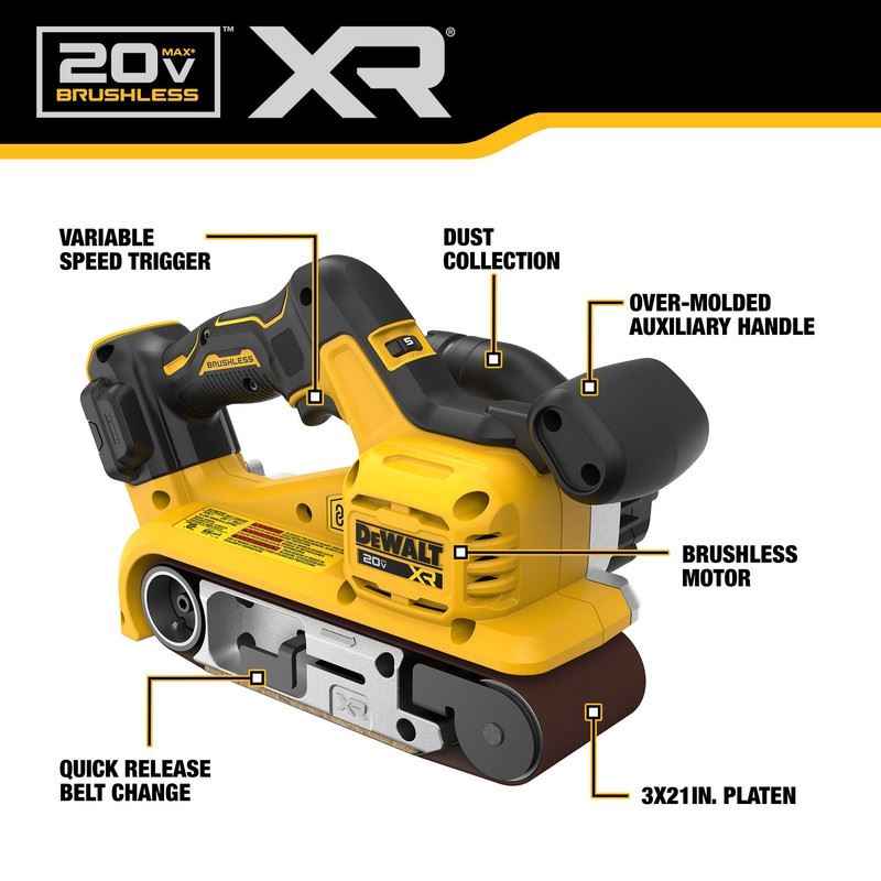 DEWALT DCW220B 20V MAX XR Brushless Cordless Belt Sander (Tool Only)