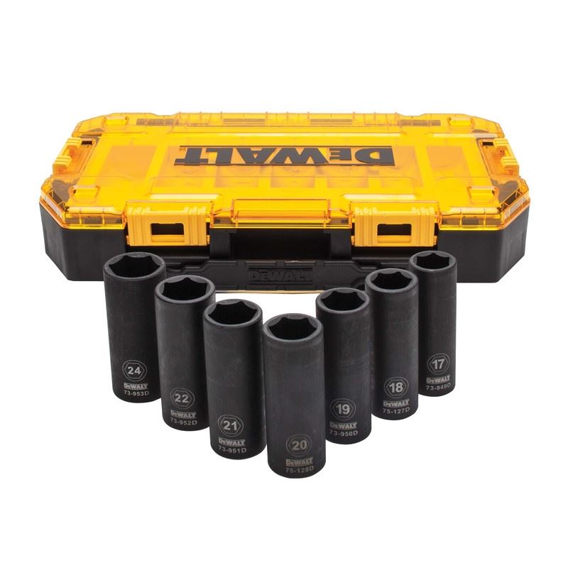 DEWALT DWMT74737 7 Pc. 1/2 in. Drive Deep Impact Metric Socket Set