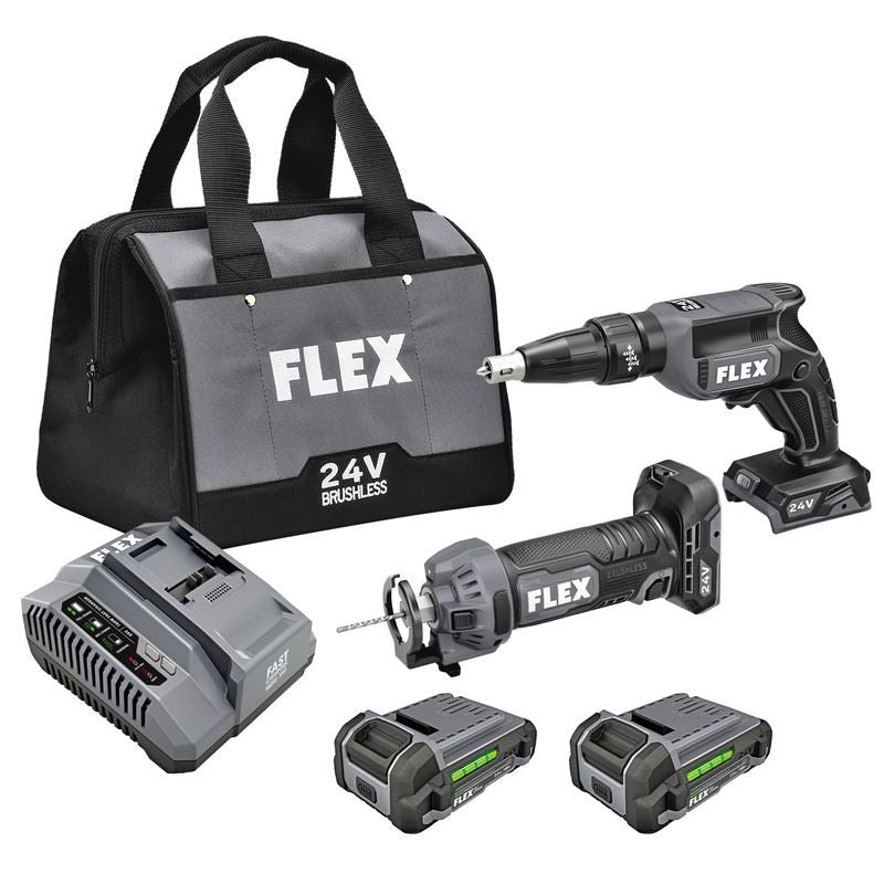 FLEX FXM203-2AA 2 Tool Combo Kit, Drywall Screw Gun and Cut Out Tool