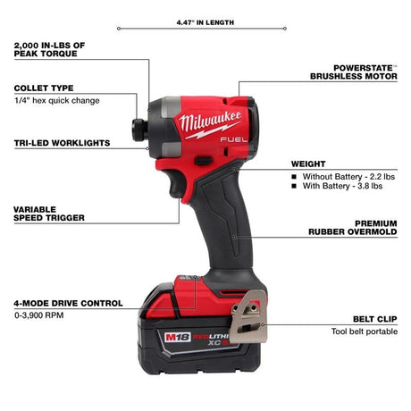 Milwaukee 2953-22 M18 FUEL 1/4in Hex Impact Driver Kit