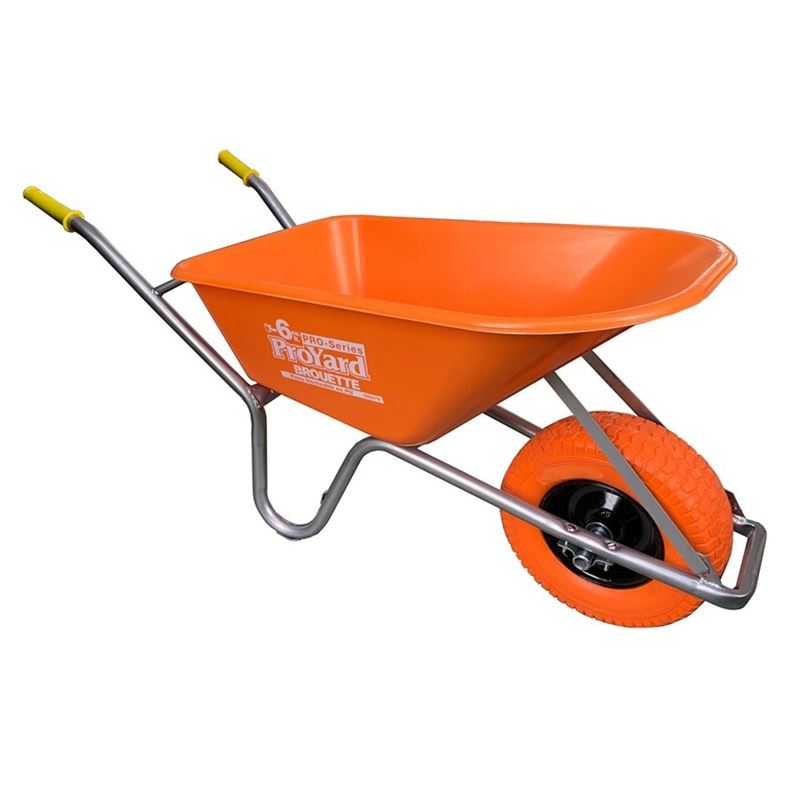 Toolway 190979 PRO-SERIES WHEELBARROW 6 CU.FT POLY TRAY FLAT FREE WIDE TRACK TIRE