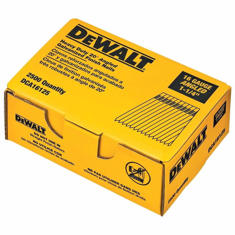 DEWALT 16 Gauge 1-1/4" 20 Degree Angled Finish Nails 2,500 Quantity