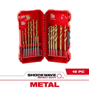 Milwaukee 48-89-4860 SHOCKWAVE Impact Duty RED HELIX Titanium Metric Drill Bit  Set - 19PC