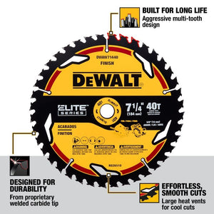 DEWALT DWAW71440  7-1/4in 40T ELITE SERIES Circular Saw Blade