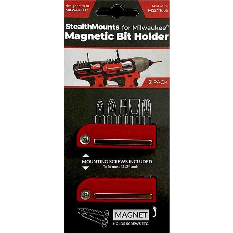 StealthMount BH-MW12-RED-2 Bit Holder For Milwaukee M12 (2 Pack)